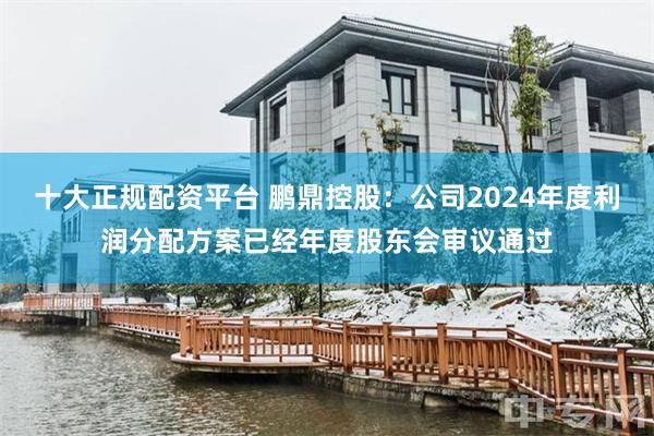 十大正规配资平台 鹏鼎控股：公司2024年度利润分配方案已经年度股东会审议通过