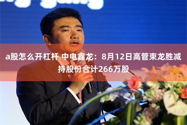 a股怎么开杠杆 中电鑫龙:8月12日高管束龙胜减持股份合计266万股
