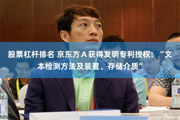 股票杠杆排名 京东方Ａ获得发明专利授权：“文本检测方法及装置、存储介质”