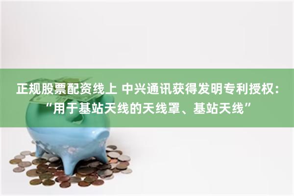 正规股票配资线上 中兴通讯获得发明专利授权：“用于基站天线的天线罩、基站天线”