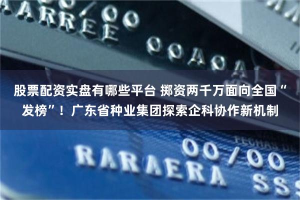股票配资实盘有哪些平台 掷资两千万面向全国“发榜”！广东省种业集团探索企科协作新机制