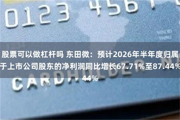 股票可以做杠杆吗 东田微：预计2026年半年度归属于上市公司股东的净利润同比增长67.71%至87.44%