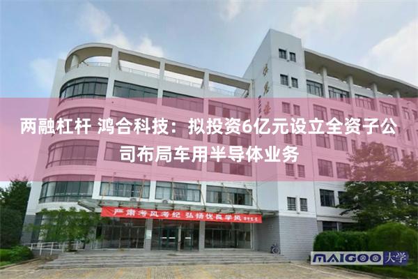 两融杠杆 鸿合科技：拟投资6亿元设立全资子公司布局车用半导体业务