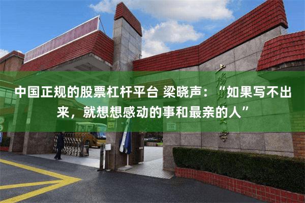 中国正规的股票杠杆平台 梁晓声:“如果写不出来,就想想感动的事和最亲的人”