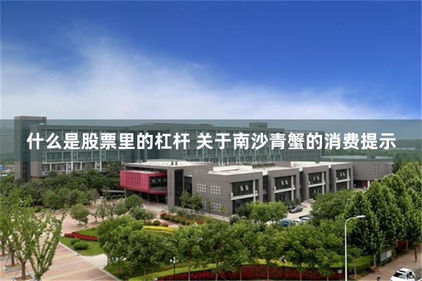 什么是股票里的杠杆 关于南沙青蟹的消费提示